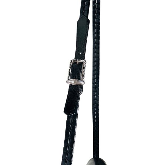 Brighton Collection 90s Turn Lock Shoulder Crossbody Handbag Leather Black - Picture 5 of 9